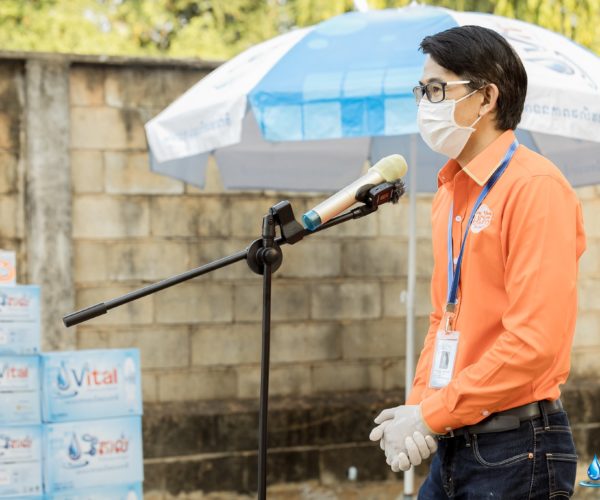 Vital donating safety kits and food supplies to students in Phnom Penh