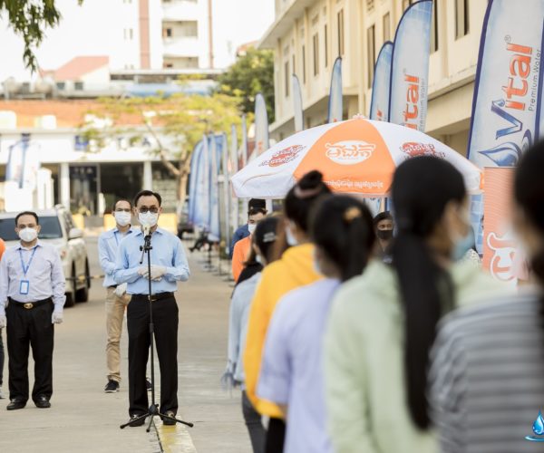 Vital donating safety kits and food supplies to students in Phnom Penh